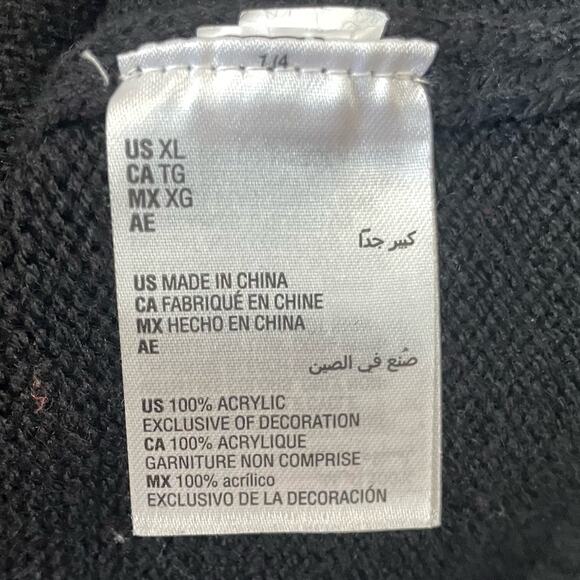 Karen Scott Christmas Sweater Size XL Black Santa Reindeer Lights - Picture 5 of 6